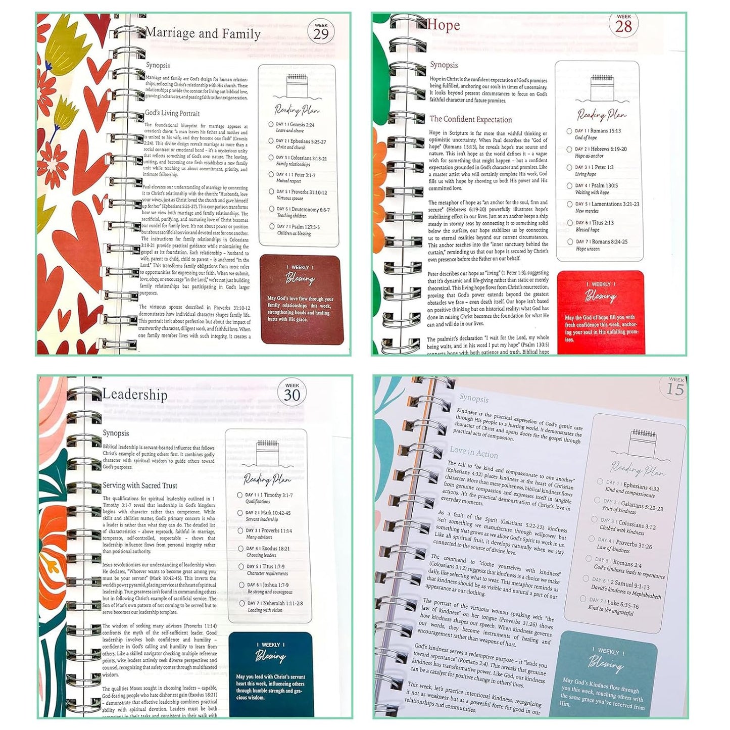 Perzora The Bible in A Year A 52-Week Study Notebook Multi-Purpose Womens Bible Study Plan Leak-Proof for Daily Bible Study Noteb
