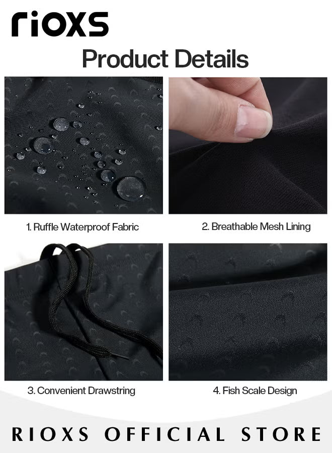 Mens Swimwear Set with Adjustable Anti Fog Swimming Goggles Swim Cap Nose Clip Ear Plugs and Storage Bag