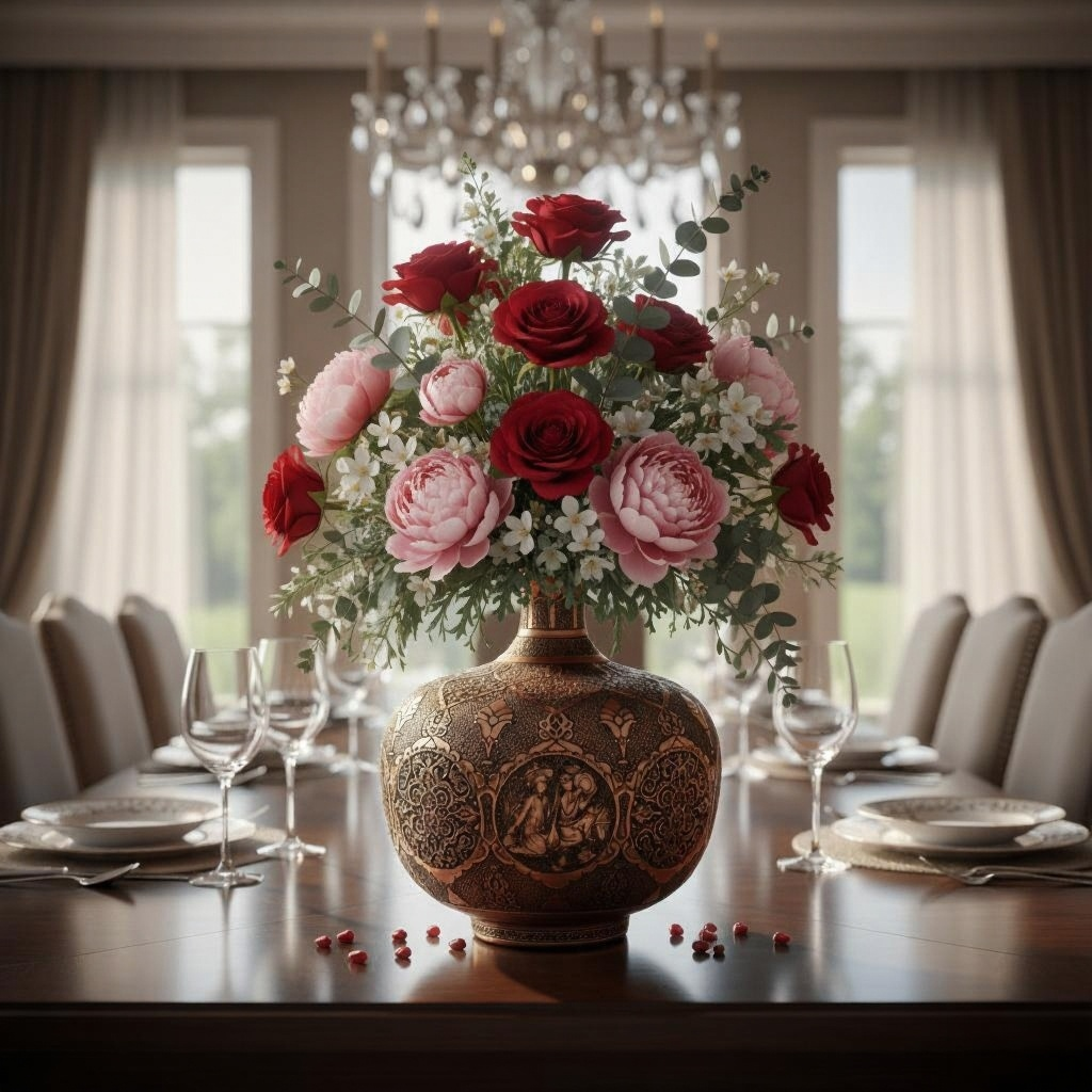Pomegranate-Shaped Engraved Vase