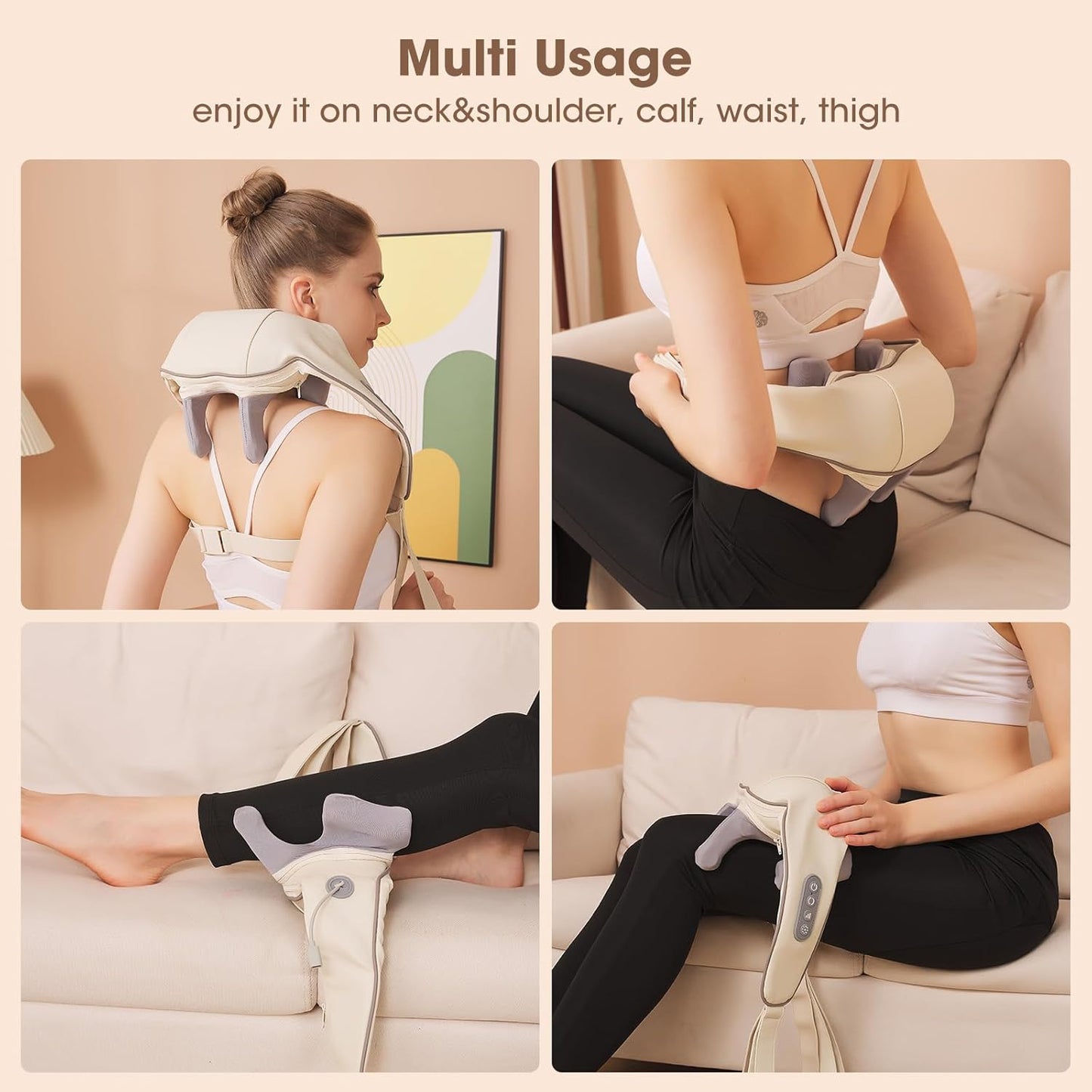 Perzaro 26W Brushless Motor Neck And Shoulder Massager Wireless Shoulder And Back Kneading Massage Shawl Neck masajeador