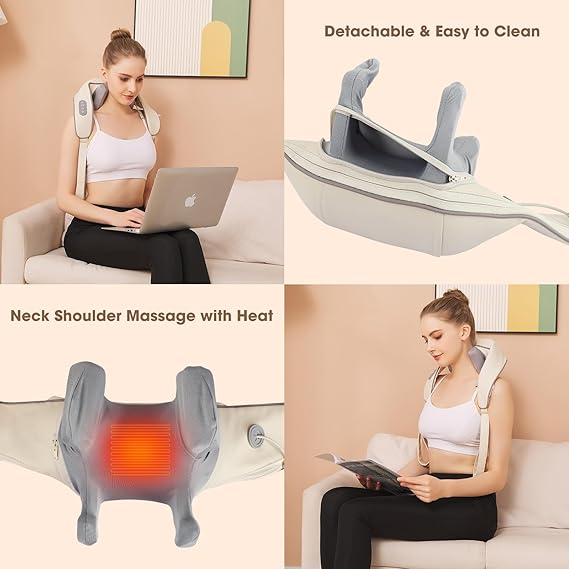 Perzaro 26W Brushless Motor Neck And Shoulder Massager Wireless Shoulder And Back Kneading Massage Shawl Neck masajeador