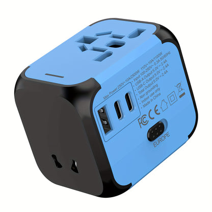 Universal Travel Adapter 2500W Power Plug Converter with Type C US/UK/AU Plug Compatible Electric Socket Converter