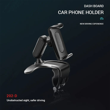 360 Degree Rotating Dashboard Car Phone Holder ABS Mobile Sun Visor Support Auto Rear View Mirror Stand Black Universal Accessory
