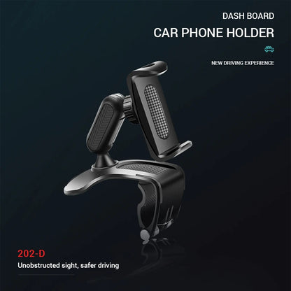 360 Degree Rotating Dashboard Car Phone Holder ABS Mobile Sun Visor Support Auto Rear View Mirror Stand Black Universal Accessory