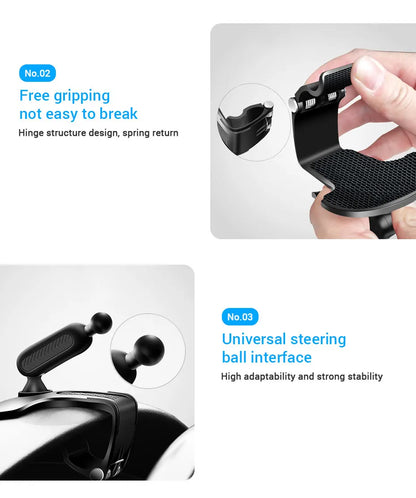 360 Degree Rotating Dashboard Car Phone Holder ABS Mobile Sun Visor Support Auto Rear View Mirror Stand Black Universal Accessory