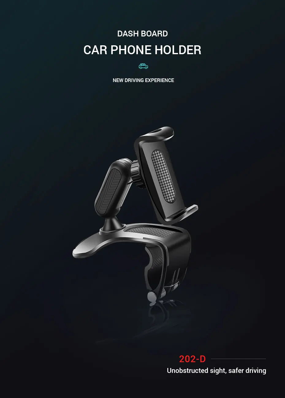 360 Degree Rotating Dashboard Car Phone Holder ABS Mobile Sun Visor Support Auto Rear View Mirror Stand Black Universal Accessory