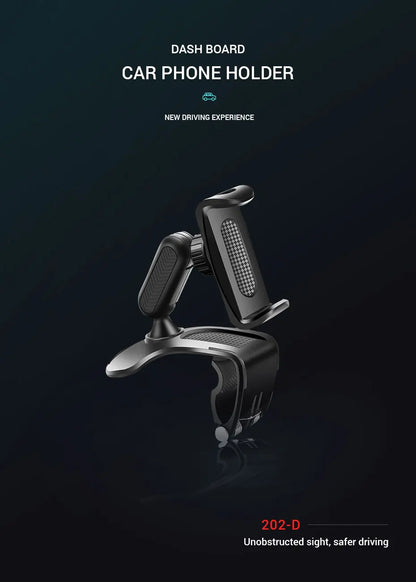 360 Degree Rotating Dashboard Car Phone Holder ABS Mobile Sun Visor Support Auto Rear View Mirror Stand Black Universal Accessory