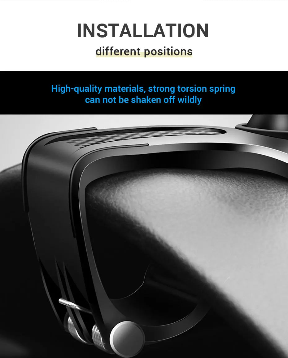 360 Degree Rotating Dashboard Car Phone Holder ABS Mobile Sun Visor Support Auto Rear View Mirror Stand Black Universal Accessory