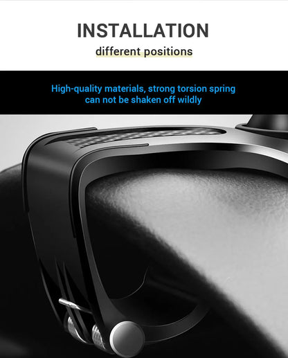 360 Degree Rotating Dashboard Car Phone Holder ABS Mobile Sun Visor Support Auto Rear View Mirror Stand Black Universal Accessory