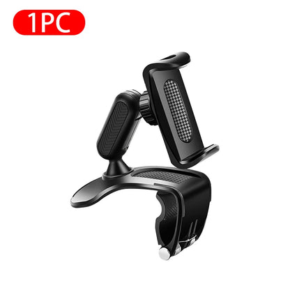 360 Degree Rotating Dashboard Car Phone Holder ABS Mobile Sun Visor Support Auto Rear View Mirror Stand Black Universal Accessory