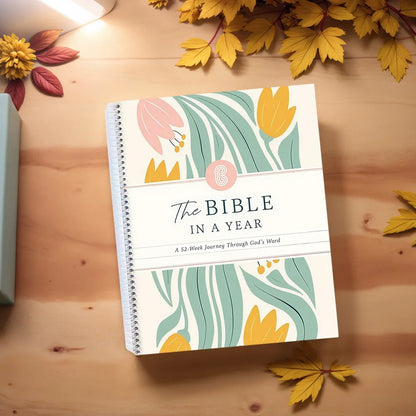 Perzora The Bible in A Year A 52-Week Study Notebook Multi-Purpose Womens Bible Study Plan Leak-Proof for Daily Bible Study Noteb