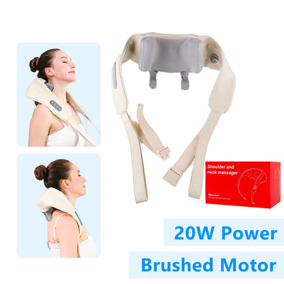 Perzaro 26W Brushless Motor Neck And Shoulder Massager Wireless Shoulder And Back Kneading Massage Shawl Neck masajeador