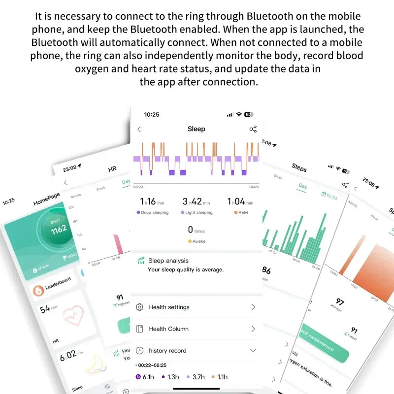 “Smart Ring Fitness Tracker – Heart Rate, SpO₂, Sleep & Step Monitor | Waterproof Multi-Sport Mode”