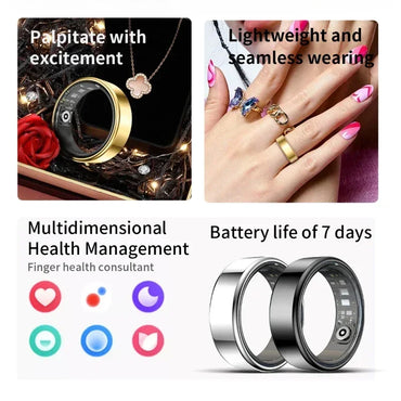 “Smart Ring Fitness Tracker – Heart Rate, SpO₂, Sleep & Step Monitor | Waterproof Multi-Sport Mode”