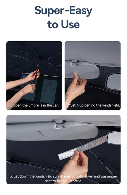 Car Windshield Sun Shade Umbrella Wider Hemmed Edges Cover Front Window Sunshades Summer Sun Protection Accessories