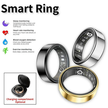 “Smart Ring Fitness Tracker – Heart Rate, SpO₂, Sleep & Step Monitor | Waterproof Multi-Sport Mode”