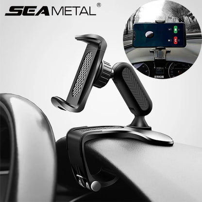 360 Degree Rotating Dashboard Car Phone Holder ABS Mobile Sun Visor Support Auto Rear View Mirror Stand Black Universal Accessory
