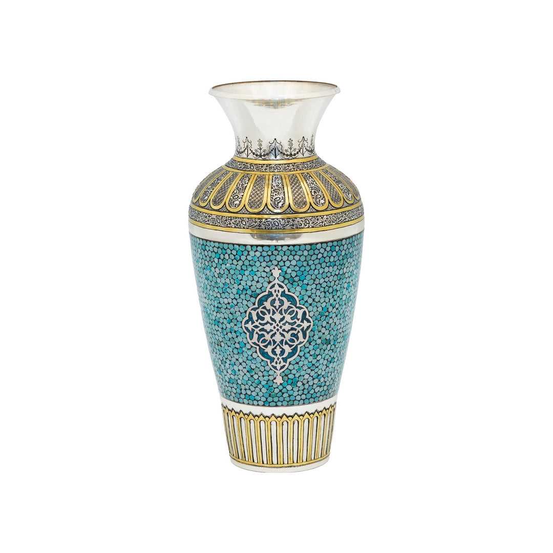 Silver Turquoise Saljughi Vase