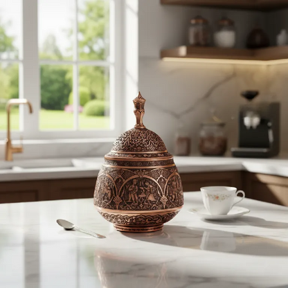Hand-Engraved  Triple-Layered Sugar Bowl S
