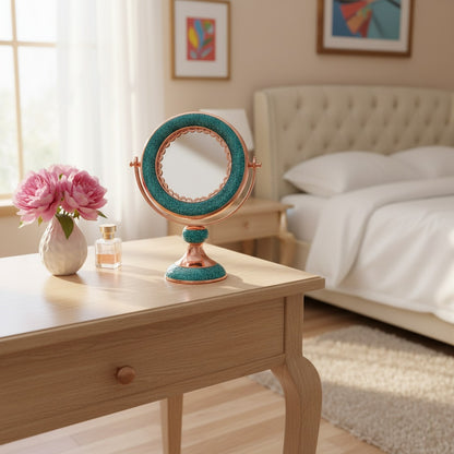 Small Round Turquoise Mirror