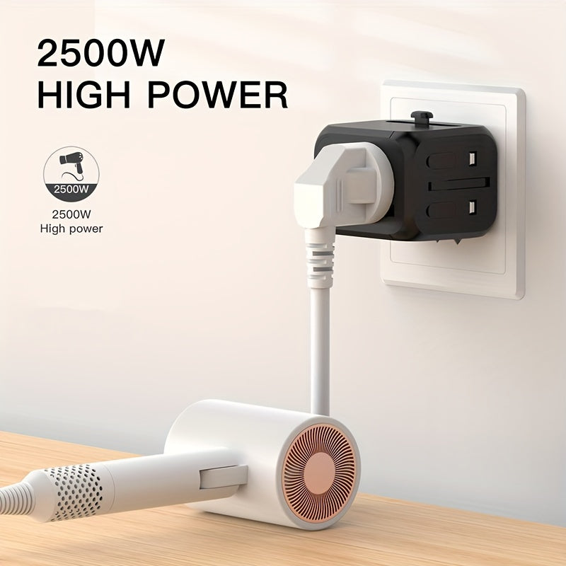 Universal Travel Adapter 2500W Power Plug Converter with Type C US/UK/AU Plug Compatible Electric Socket Converter