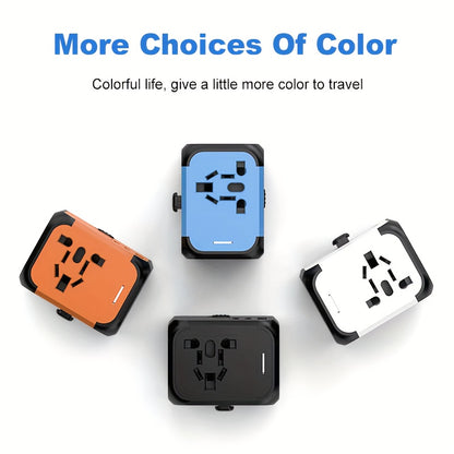 Universal Travel Adapter 2500W Power Plug Converter with Type C US/UK/AU Plug Compatible Electric Socket Converter