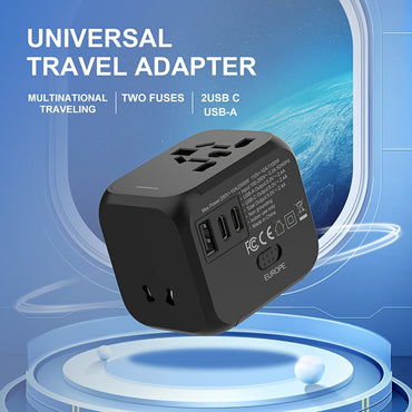 Universal Travel Adapter 2500W Power Plug Converter with Type C US/UK/AU Plug Compatible Electric Socket Converter